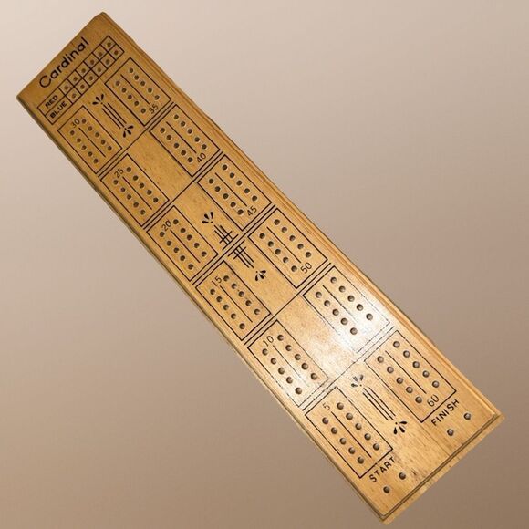 Vintage Cardinal Wood Cribbage Board & Pegs Original Box - Picture 2 of 6